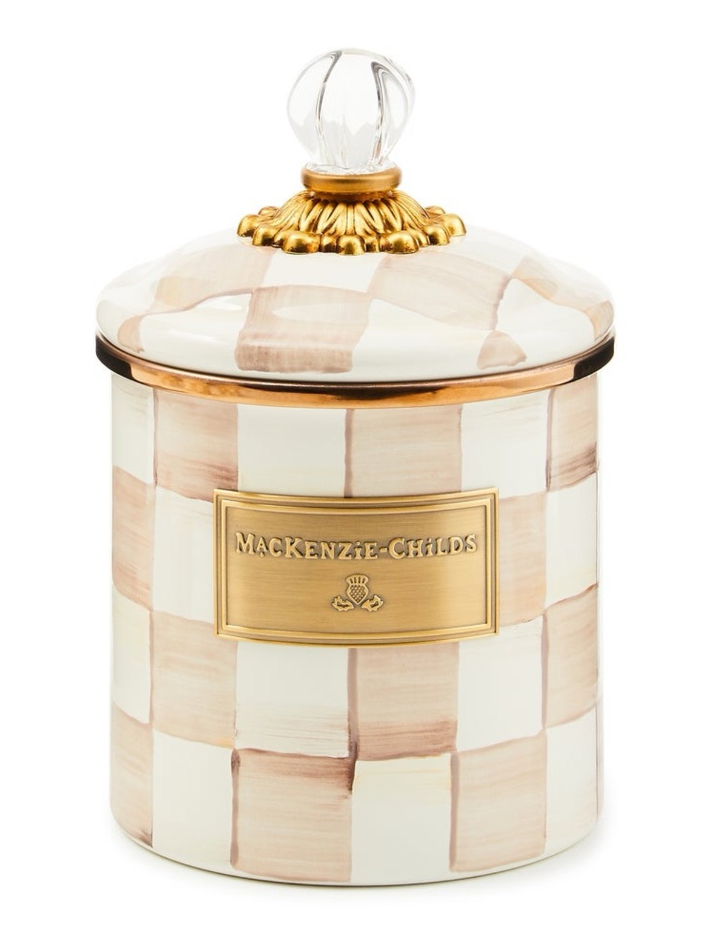 MACKENZIE-CHILDS Mocha Check Small Canister
